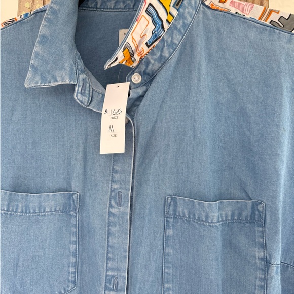 Colorful Designer Patterned Denim Shirt - Picture 5 of 6